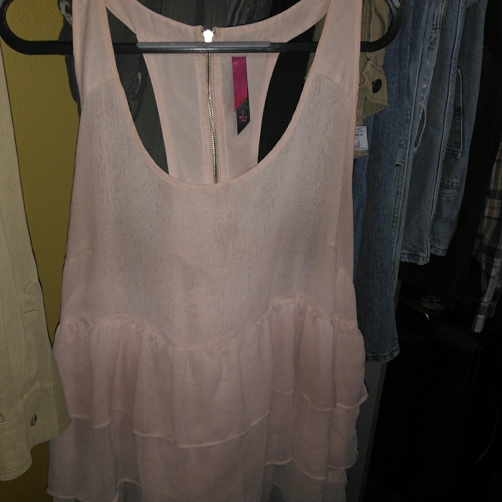 Sheer Peach/Pink Racerback Tank Top Sz 3X